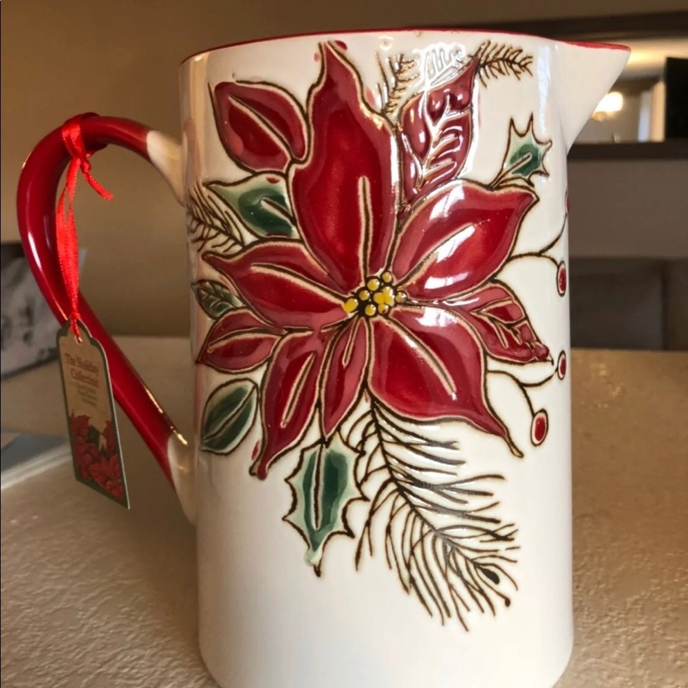 Poinsettia Ceramic Pitcher